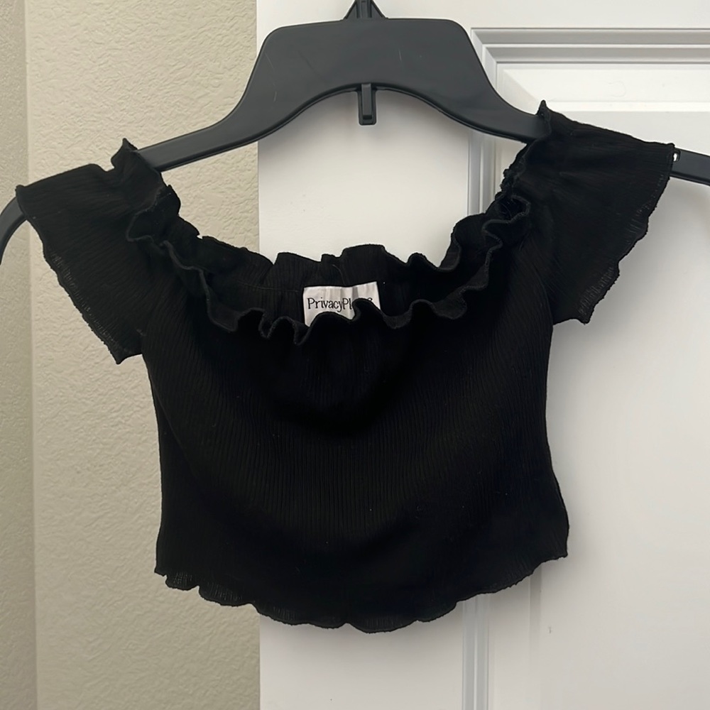 Privacy Please Ruffle Crop - XXS - black